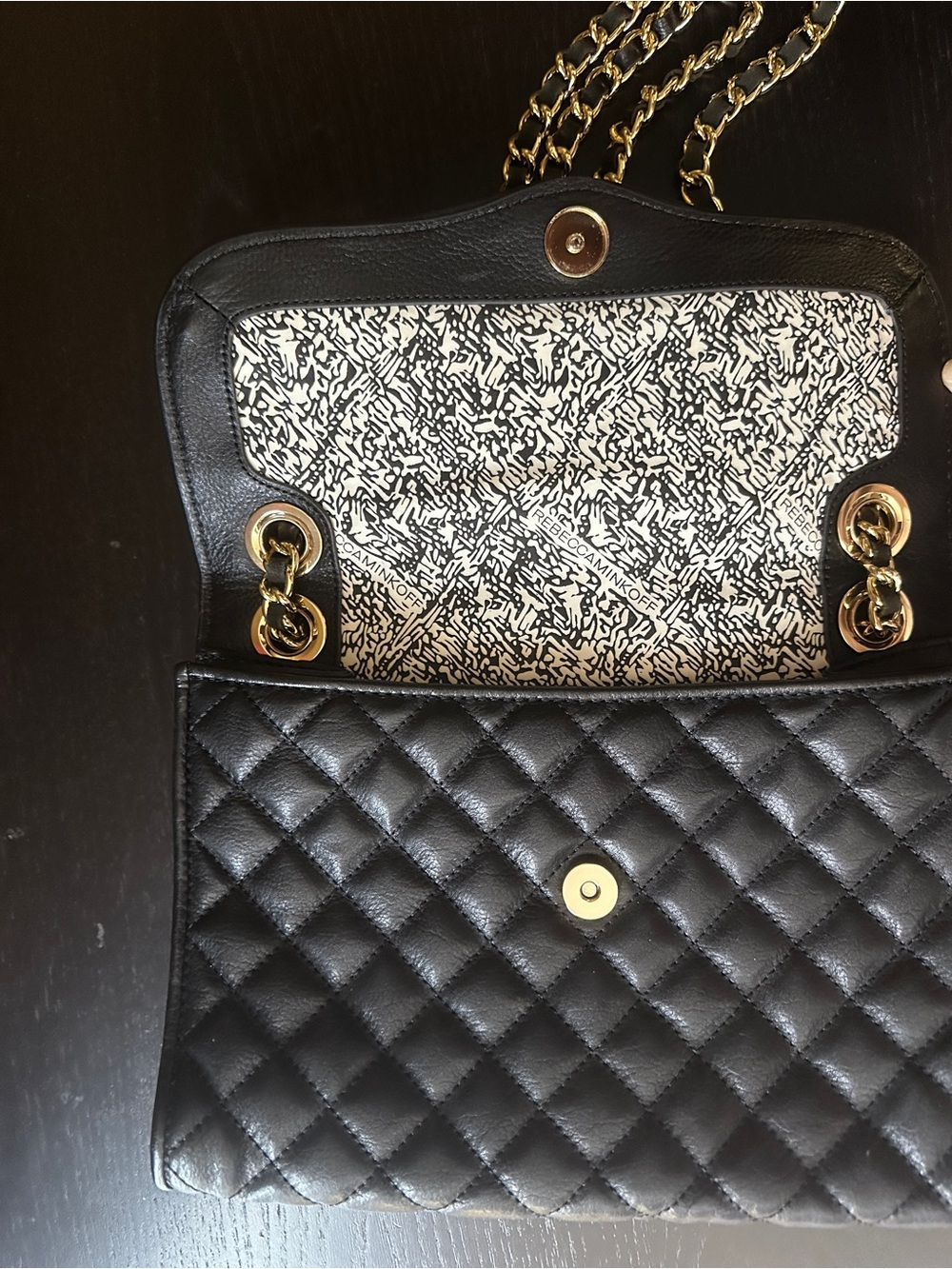 Rebecca Minkoff black quilted chain-strap crossbody/shoulder handbag - Picture 7 of 13